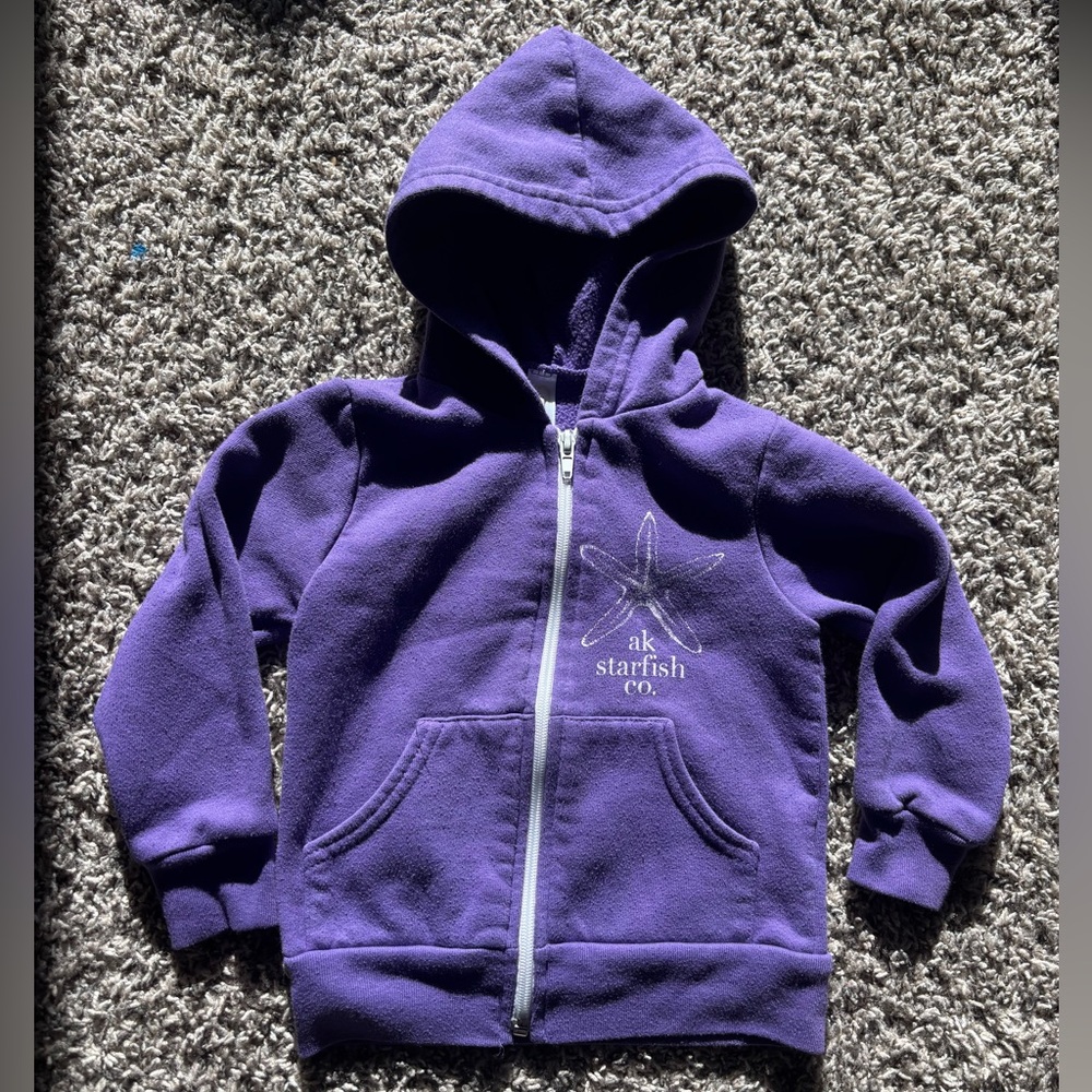 AK Alaska Starfish Company Purple Kids Hoodie Size 2T
